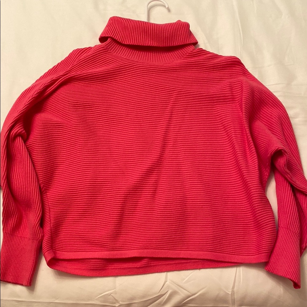 Old Navy Pink Cowl Neck Sweater Ribbed Knit